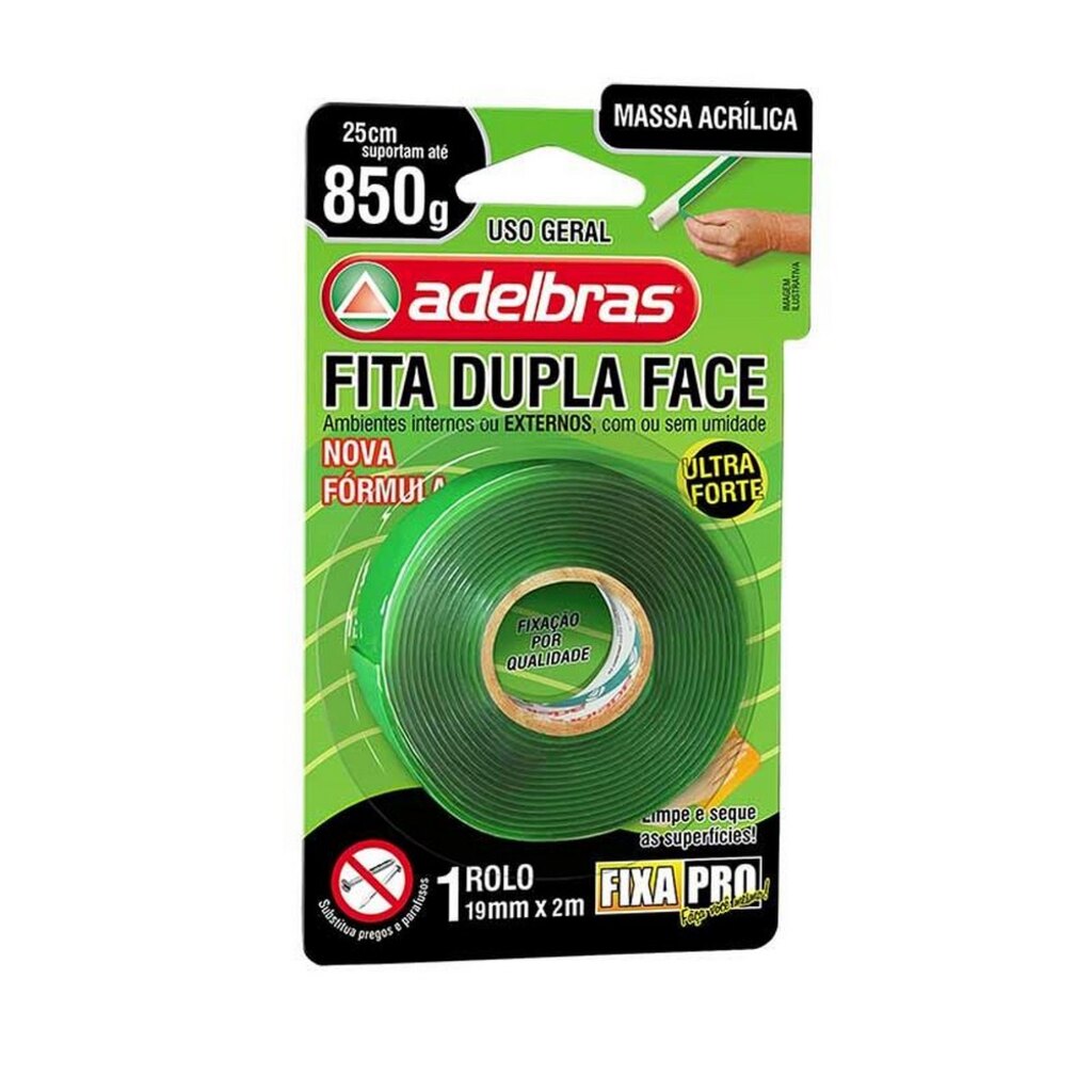 Fita Dupla Face Acrílico 19mm x 2 Metros Unitário Fixa Pro - Adelbras - 815000031