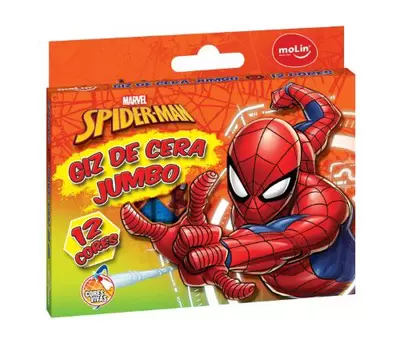 Giz de Cera Molin Spider Man Jumbo 12 Cores