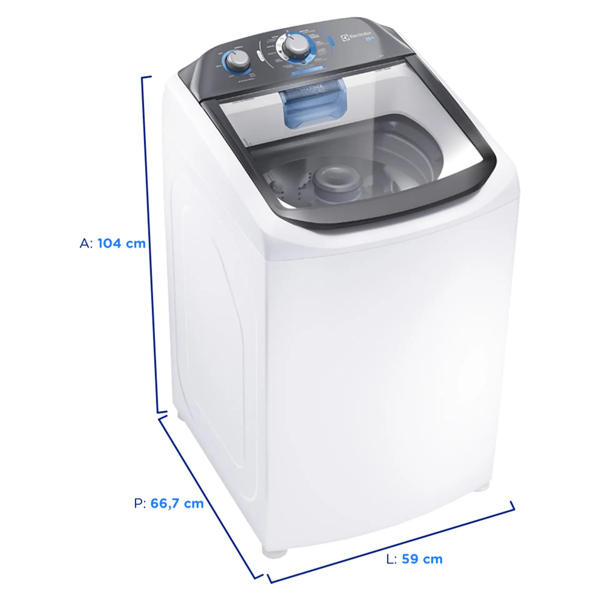 Máquina de Lavar Electrolux Efficient 13kg Automática Cesto Inox LDA13 - Branco - 110 Volts