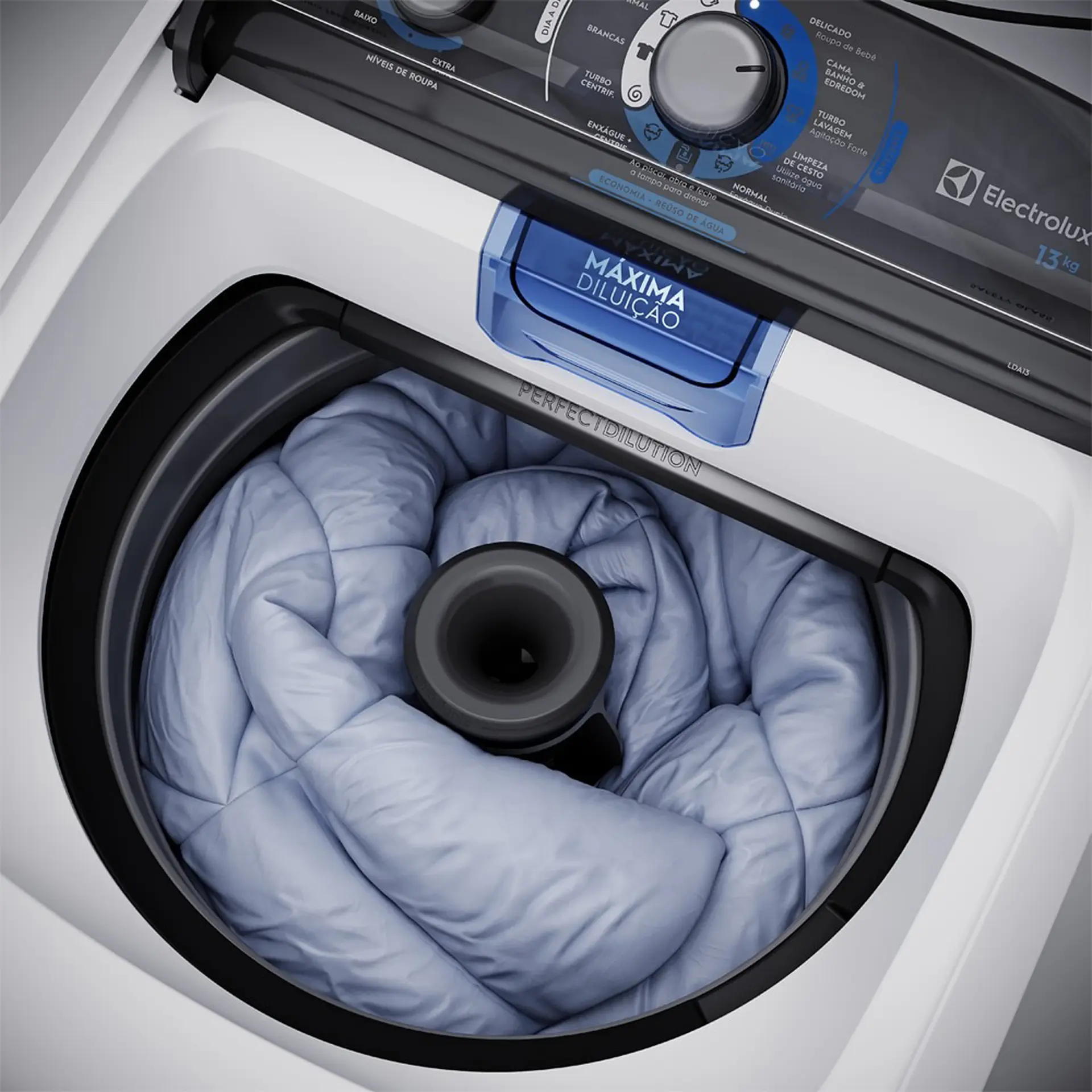 Máquina de Lavar Electrolux Efficient 13kg Automática Cesto Inox LDA13 - Branco - 110 Volts