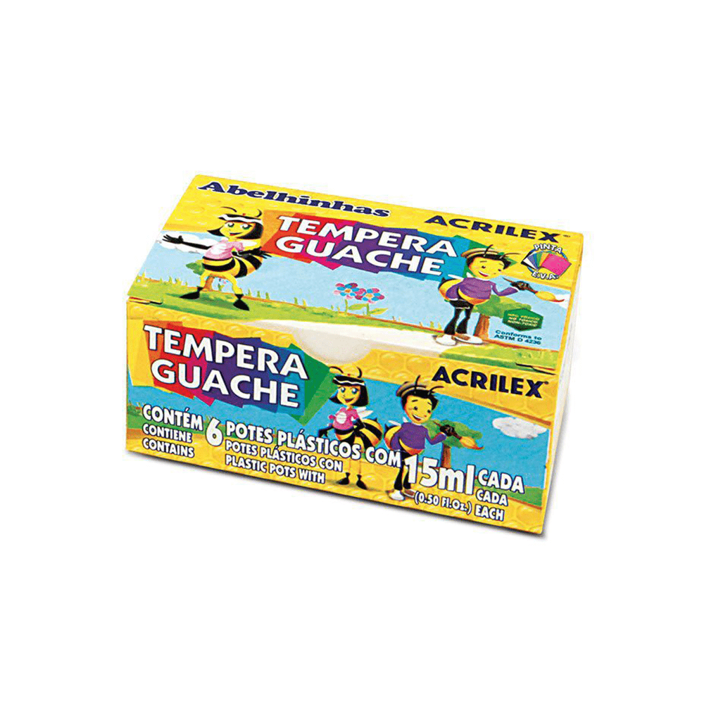 Tinta Guache Acrilex 15 ML com 06 Cores