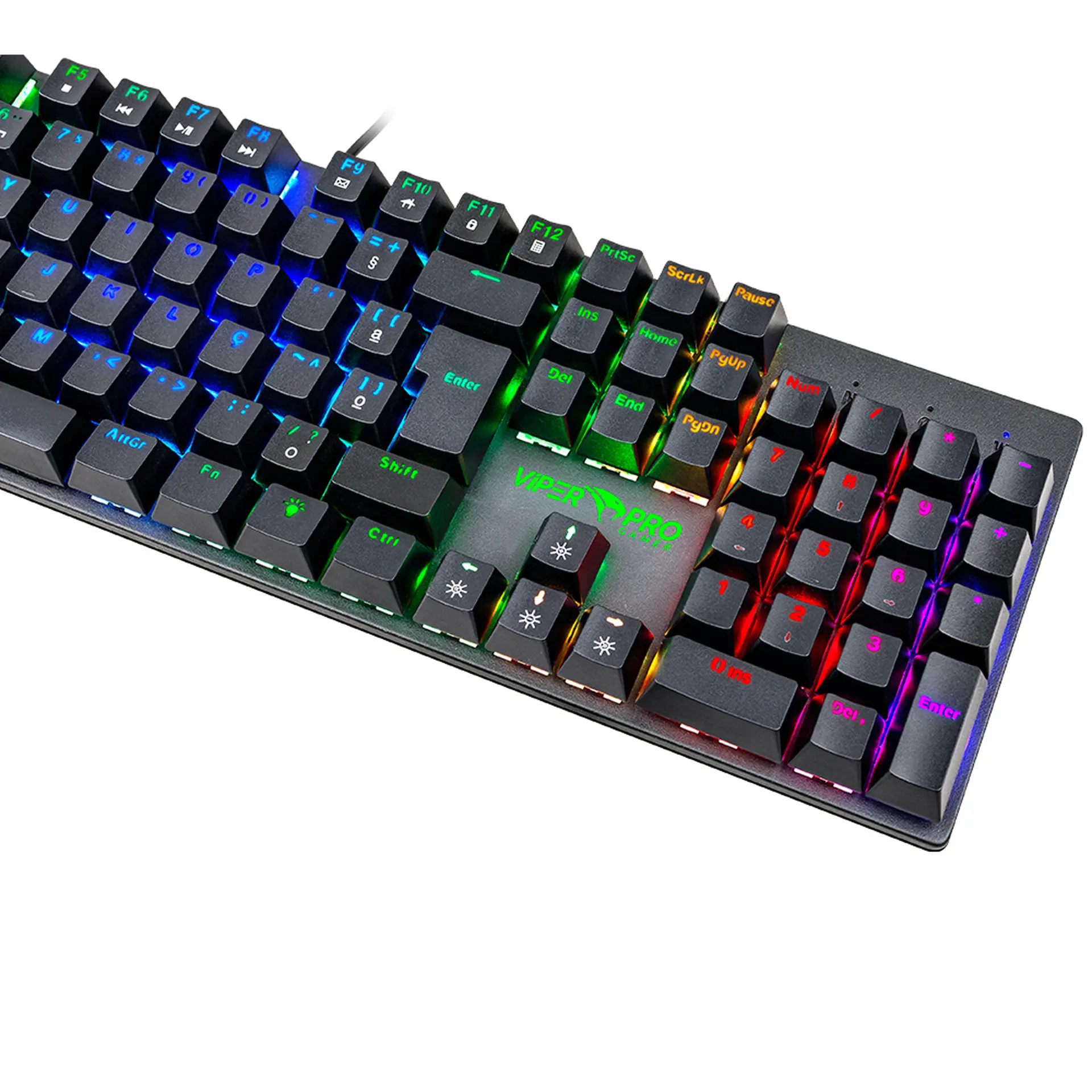 Teclado Gamer Viper Pro Mamba Mecânico Blue Switch Com RGB ABNT2 - Azul - Bivolt