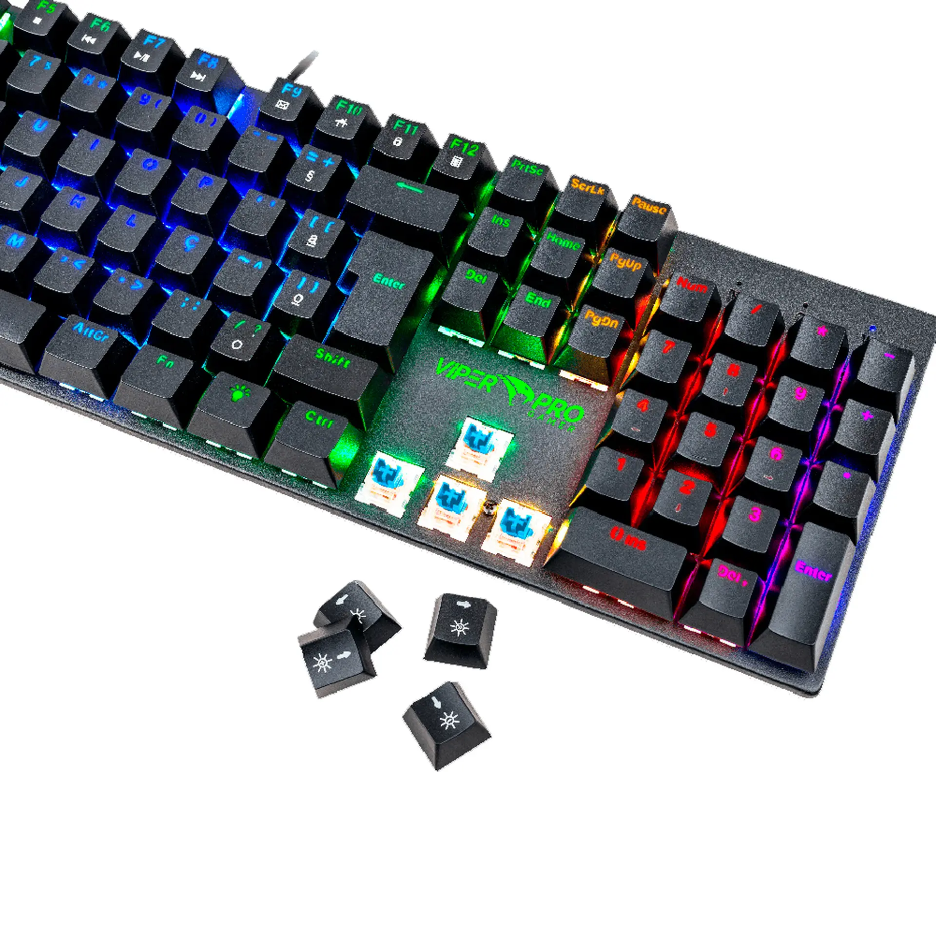 Teclado Gamer Viper Pro Mamba Mecânico Blue Switch Com RGB ABNT2 - Azul - Bivolt