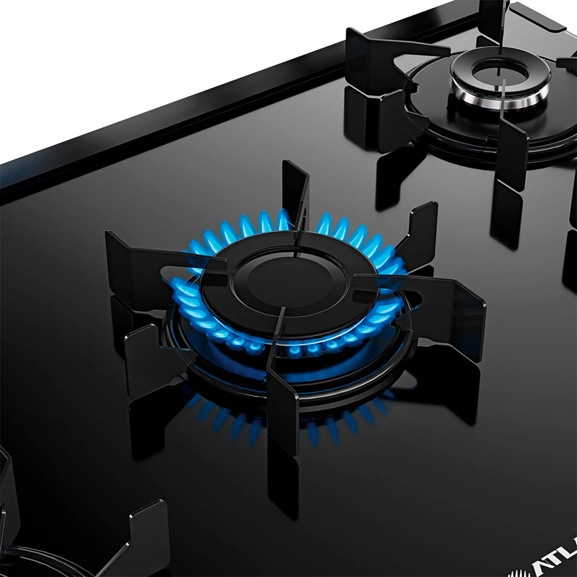 Fogão Atlas 5 Bocas Mônaco Top Glass Automático Mesa Vidro Forno 86,5L - Preto - Bivolt