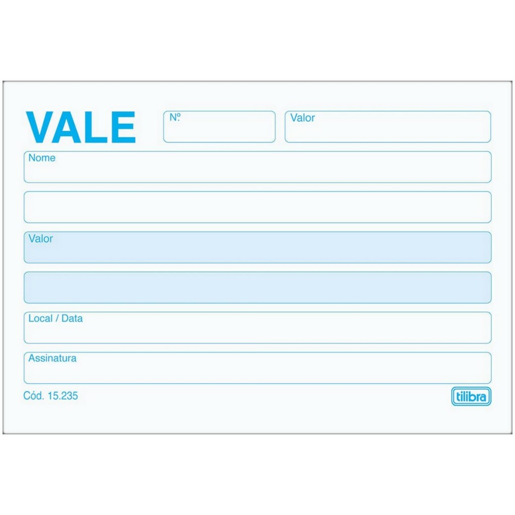 Vale sem Canhoto Tilibra 100 Folhas