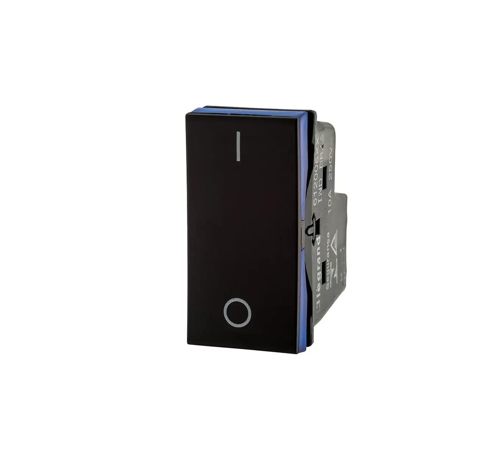 Interruptor 1 Bipolar Módulo 10A Pial Plus+ I Legrand Preto - 612005PT