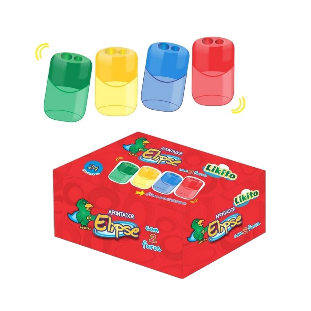 Apontador Lyke com Depósito Plástico 2 Furos Oval Sortido Unidade