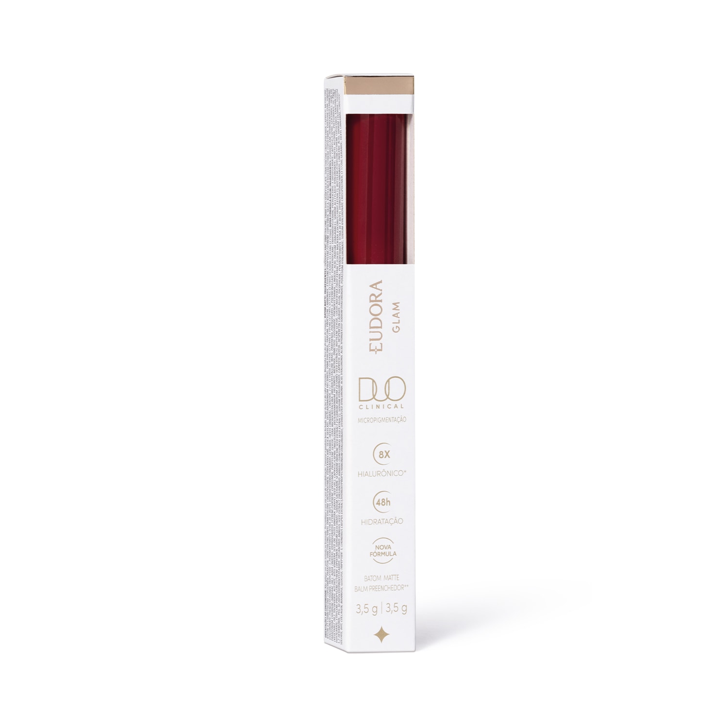 Batom Líquido Vermelho Imprescindível Eudora Glam Duo Clinical Micropigmentação 3,5g