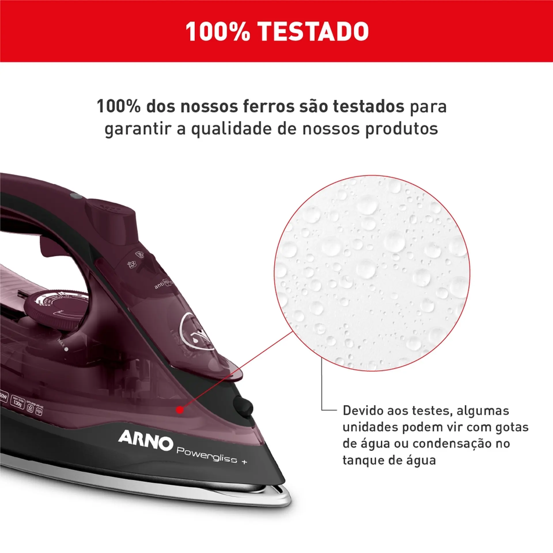 Ferro de Passar a Vapor Arno Ultragliss Base Durilium Airglide FMV 1520W - Vinho - 110 Volts