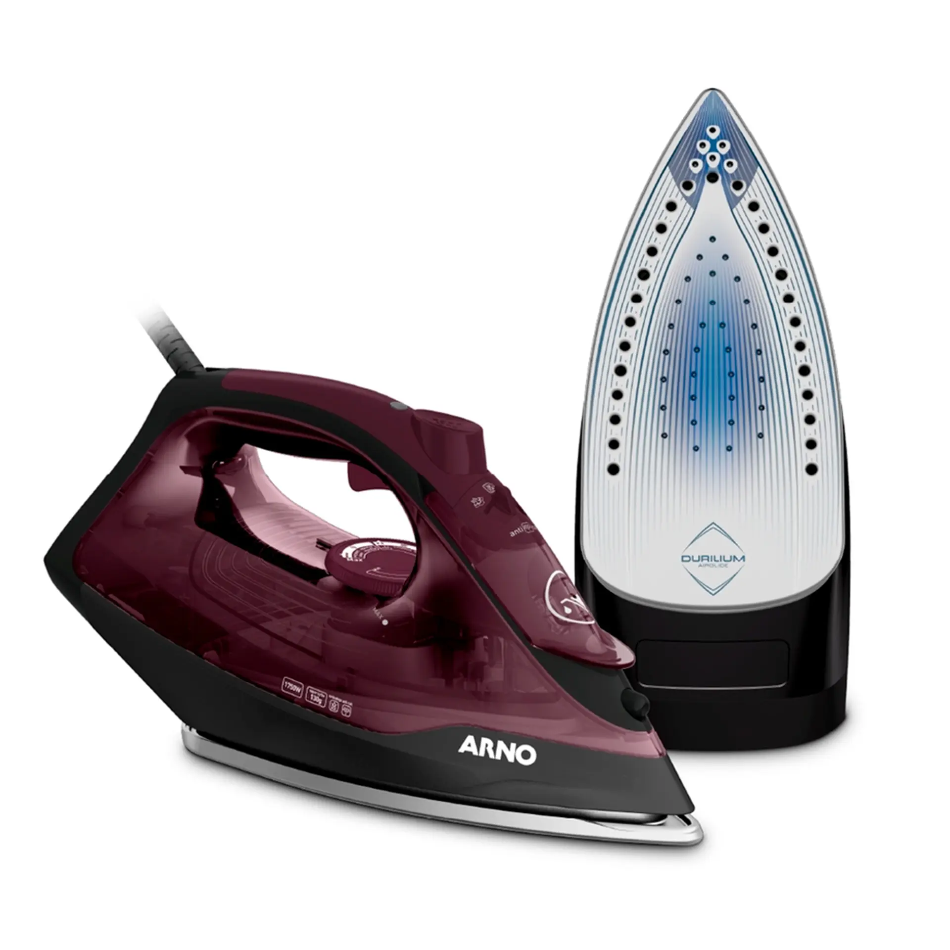 Ferro de Passar a Vapor Arno Ultragliss Base Durilium Airglide FMV 1520W - Vinho - 110 Volts