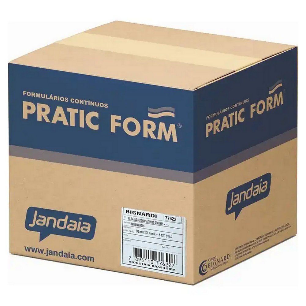 Formulário 80C 2 Vias Razão Autocopiativo Branco/Azul 3000F Pratic Form Jandaia 77622