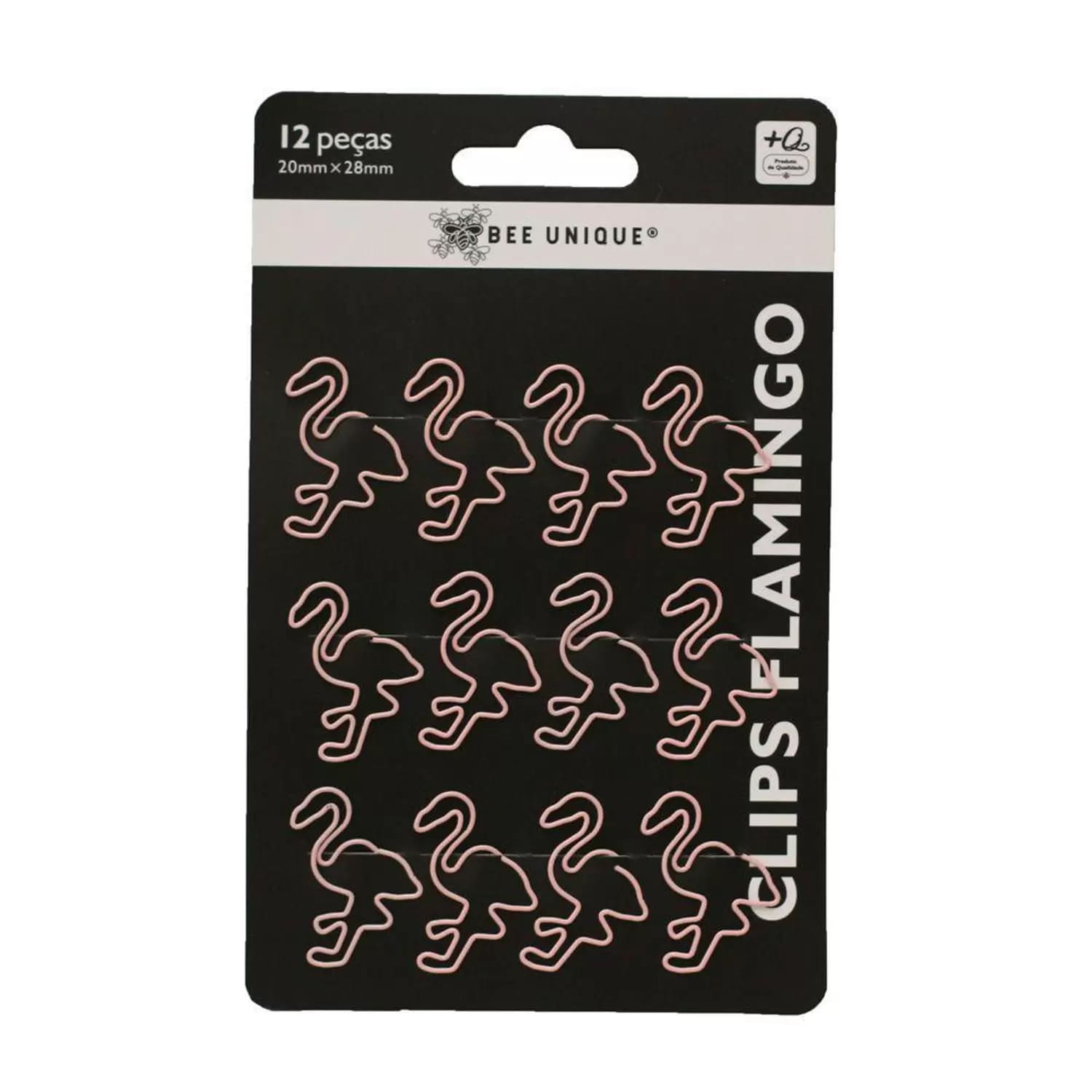 Clips Bee Unique Flamingo com 12 Unidades 23x30mm Rosa