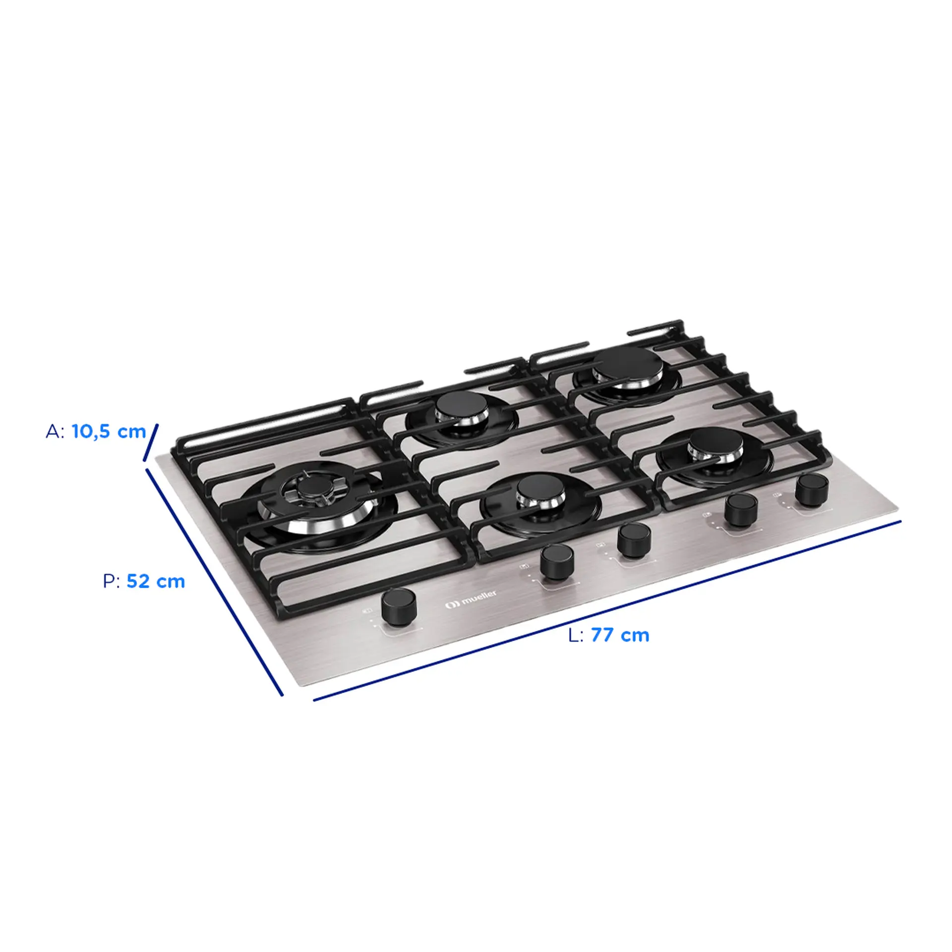Cooktop a Gás Mueller MCG5BL 5 Bocas Superautomático Mesa de Alumínio - Aluminio - Bivolt