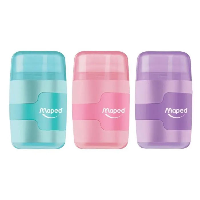Apontador com Borracha Maped Connect Unidade Pastel com Furos Sortido