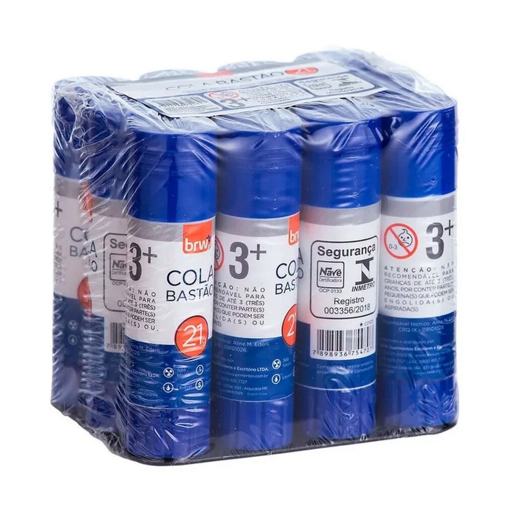 Cola Branca Bastão 21 Gramas BRW - Caixa com 12 Unidades - CO1221