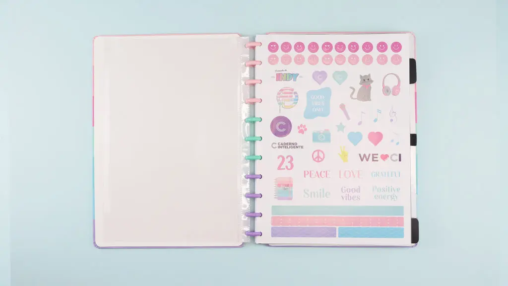 Caderno Inteligente Ci Good Vibes By Indy Grande 60 Folhas com Pauta e 20 Folhas Lisas