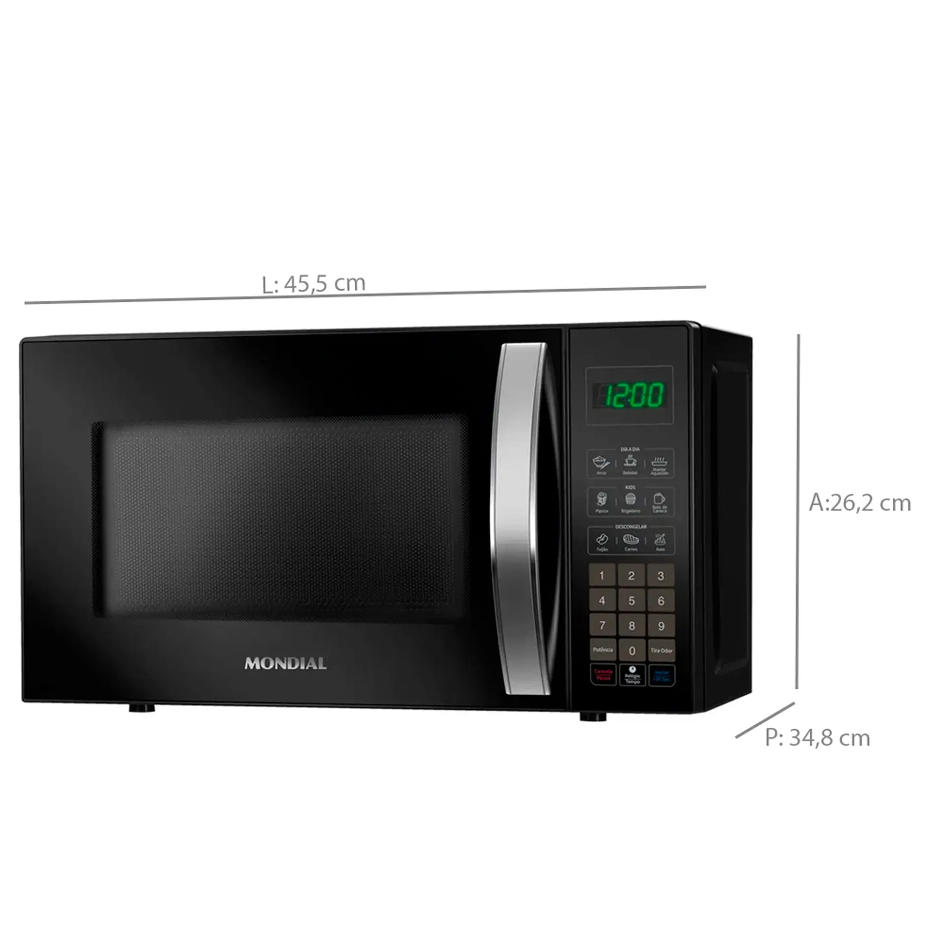 Micro-ondas de Bancada Mondial 21L 1200W Menu Dia a Dia MO-01-21 - Preto - 110 Volts