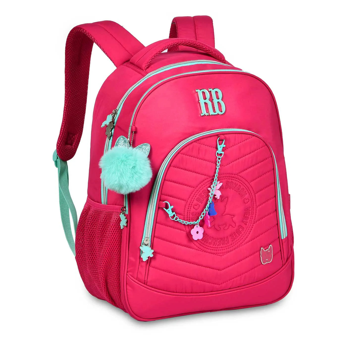 Mochila Rebecca Bonbon Grande com Pompom e Correntinha Soft Matelassê Cores