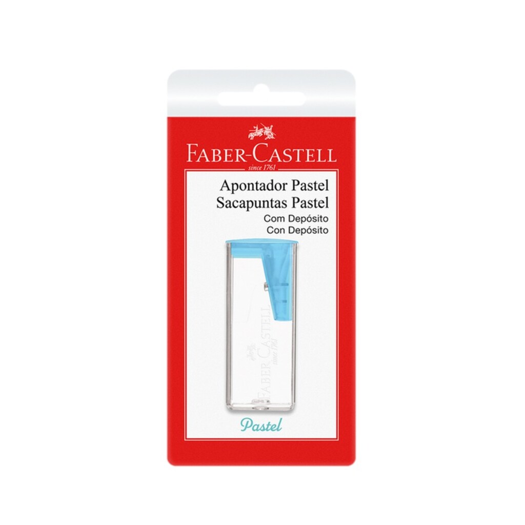 Apontador com Depósito Retangular Unitário Azul - Faber-Castell - SM/125PASTELZF
