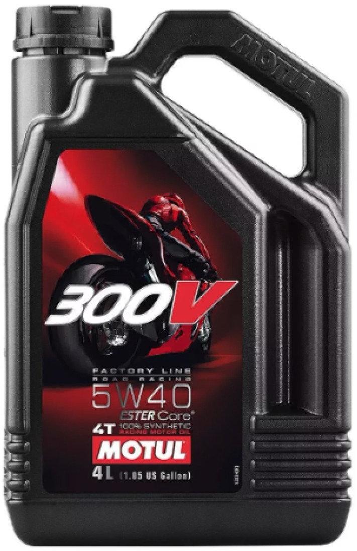 Óleo Para Motor de Moto de Competição MOTUL 300V 4T FACTORY LINE ROAD RACING 5W-40 4L 104115