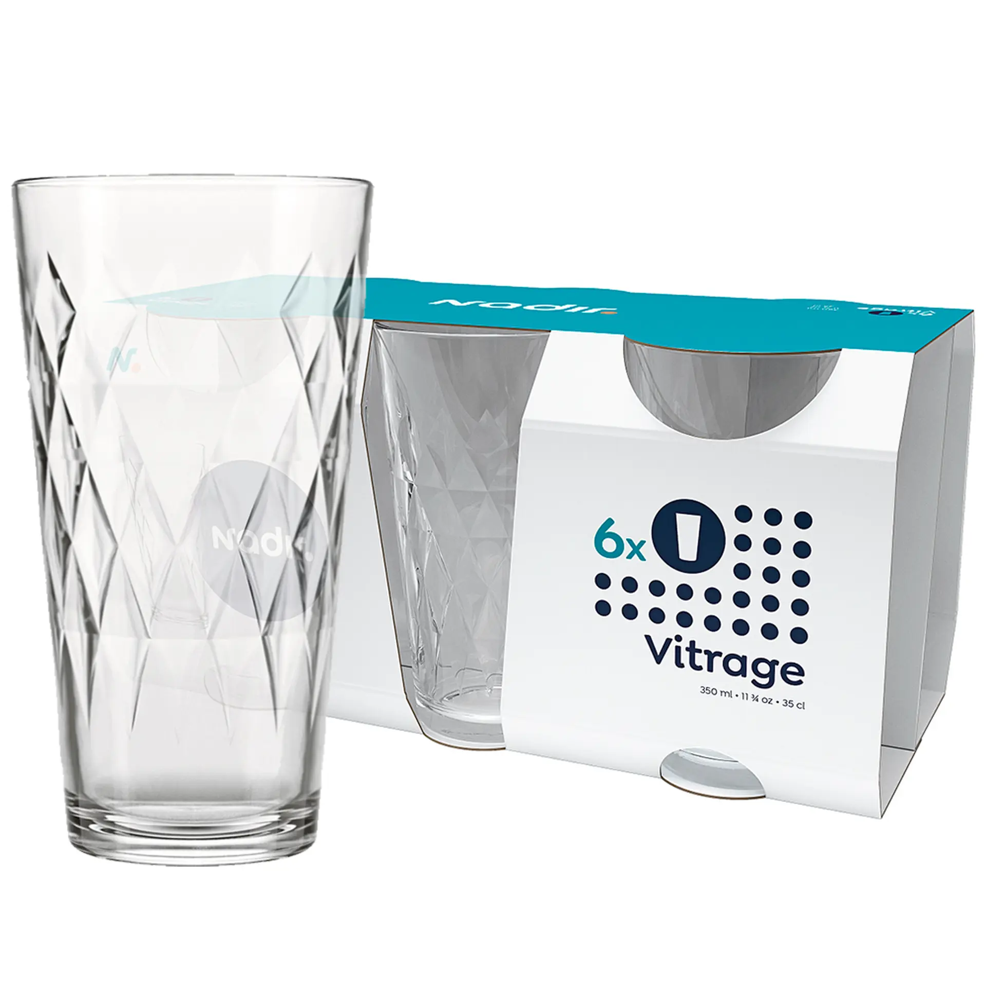 Conjunto de Copos de Vidro 350mL 6 Peças Vitrage Nadir