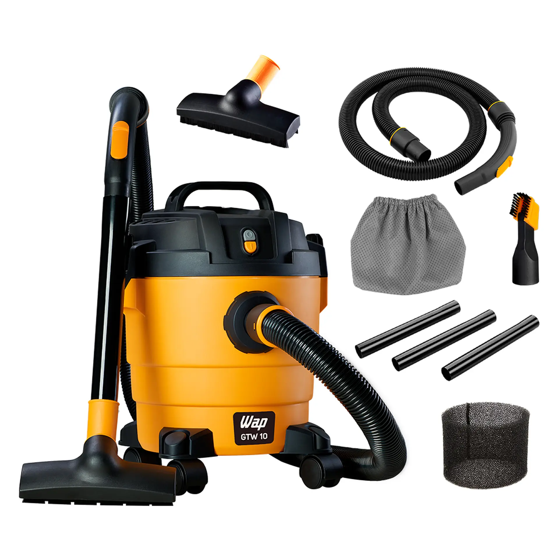 Aspirador Wap GTW10 Pó e Água 10L 1400W Filtro Removível Bocal de Sopro - Amarelo/Preto - 110 Volts