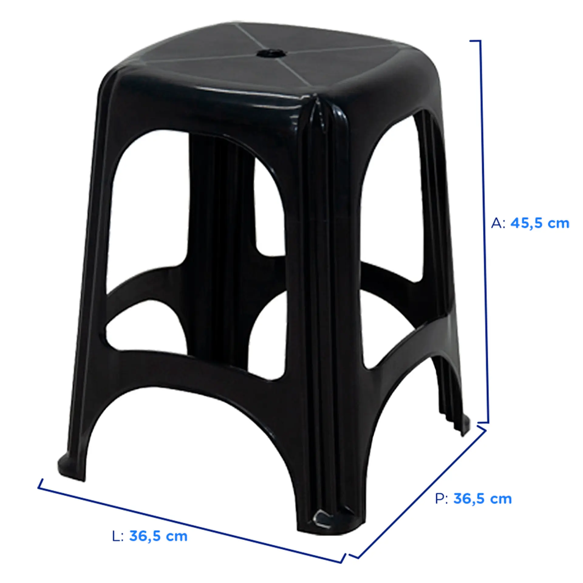 Banqueta de Plástico com Suporte de até 100kg Niteroi Tramontina - Preto