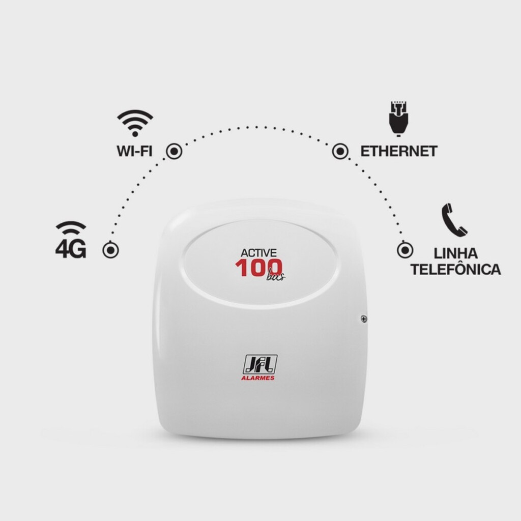 Central de Alarme WIFI 99 Zonas Biv Ethernet Wi-fi Bluetooth 4G - ACTIVE-100BUS