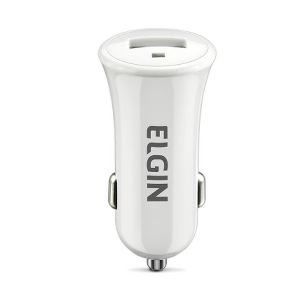 Carregador de Celular Veicular com 1 Porta USB 1.0A Branco - Elgin - 46RCV1USB000