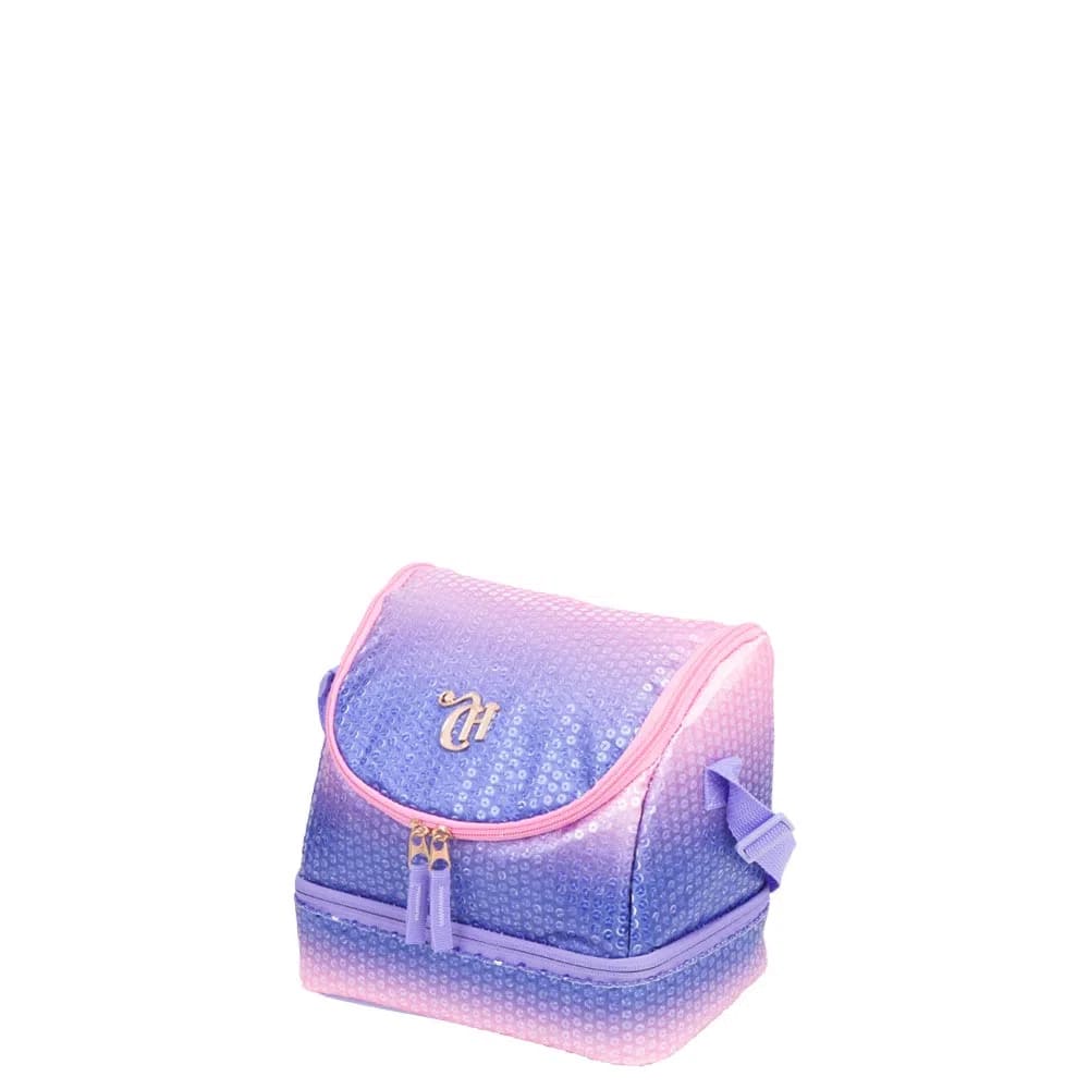 Lancheira Sestini Capricho Paetê com 2 Compartimento Rosa Lilas