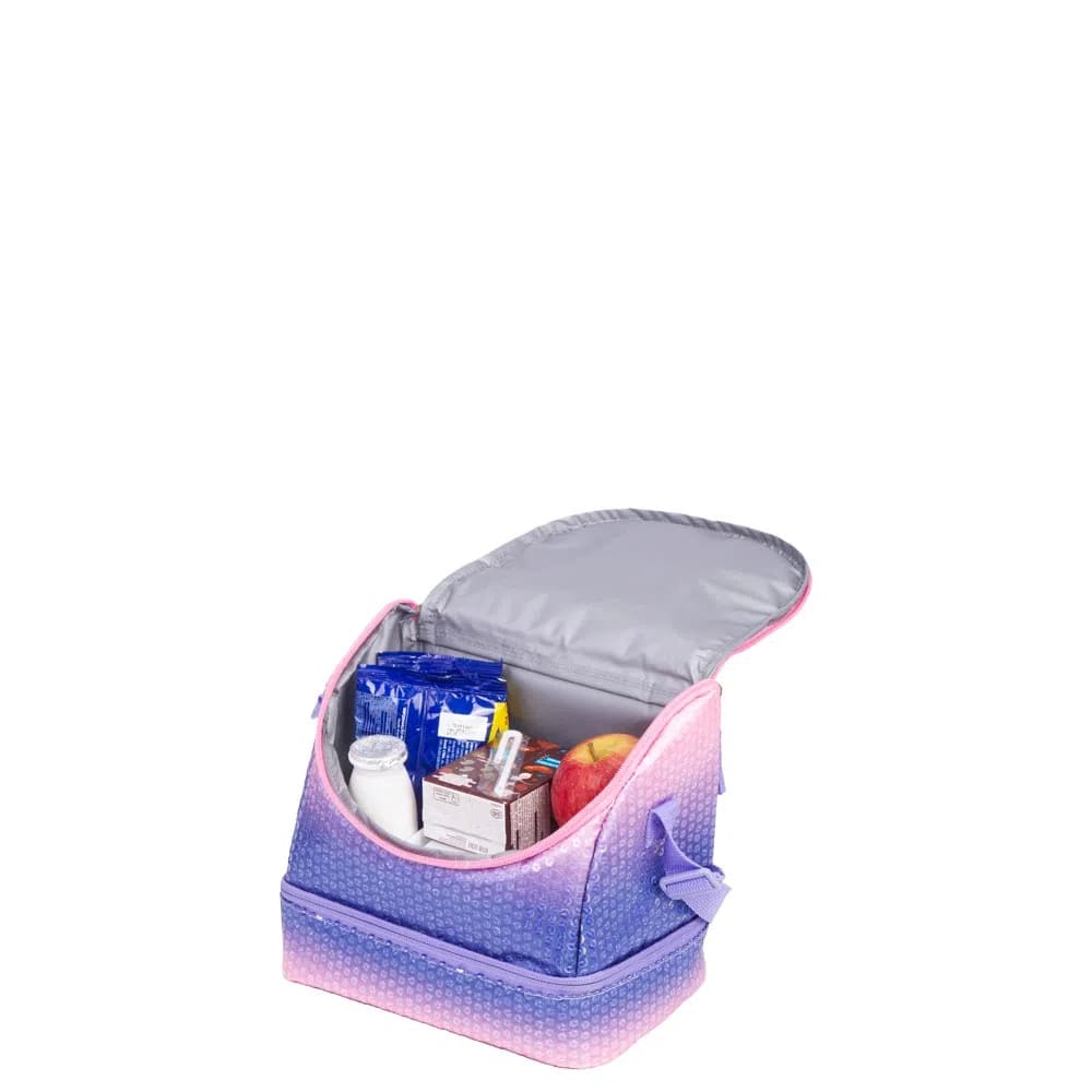 Lancheira Sestini Capricho Paetê com 2 Compartimento Rosa Lilas