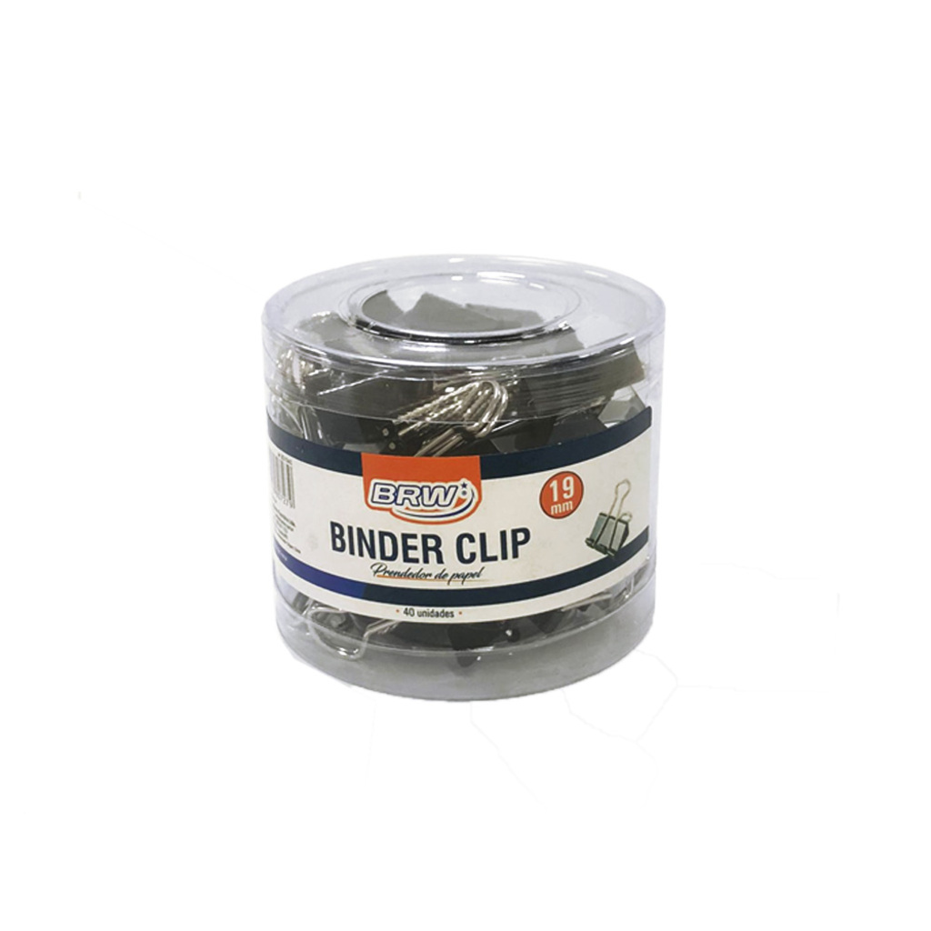 Prendedor de Papel 19mm Pote com 40 Unidades Preto - BRW - BD1940