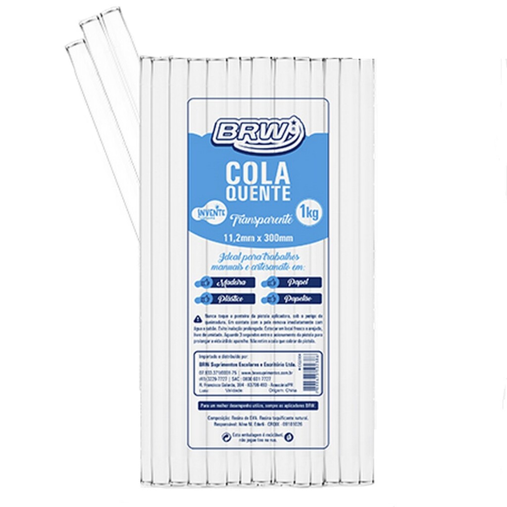 Bastão de Cola Quente 11,2mm Grosso Pacote com 1Kg - BRW - CQ2004
