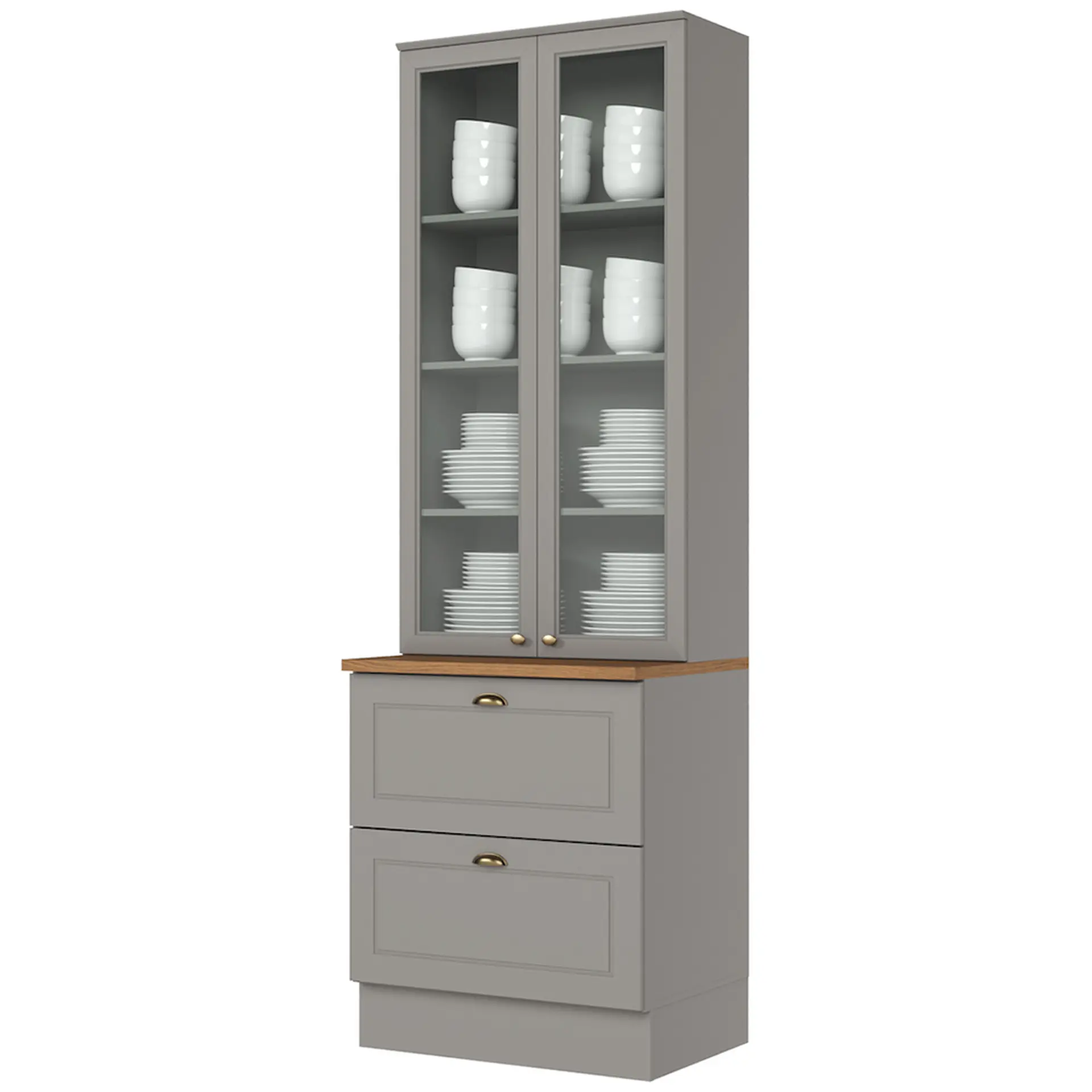 Cozinha Modulada 6 Peças 13 Portas 7 Gavetas Americana Henn - Cinza