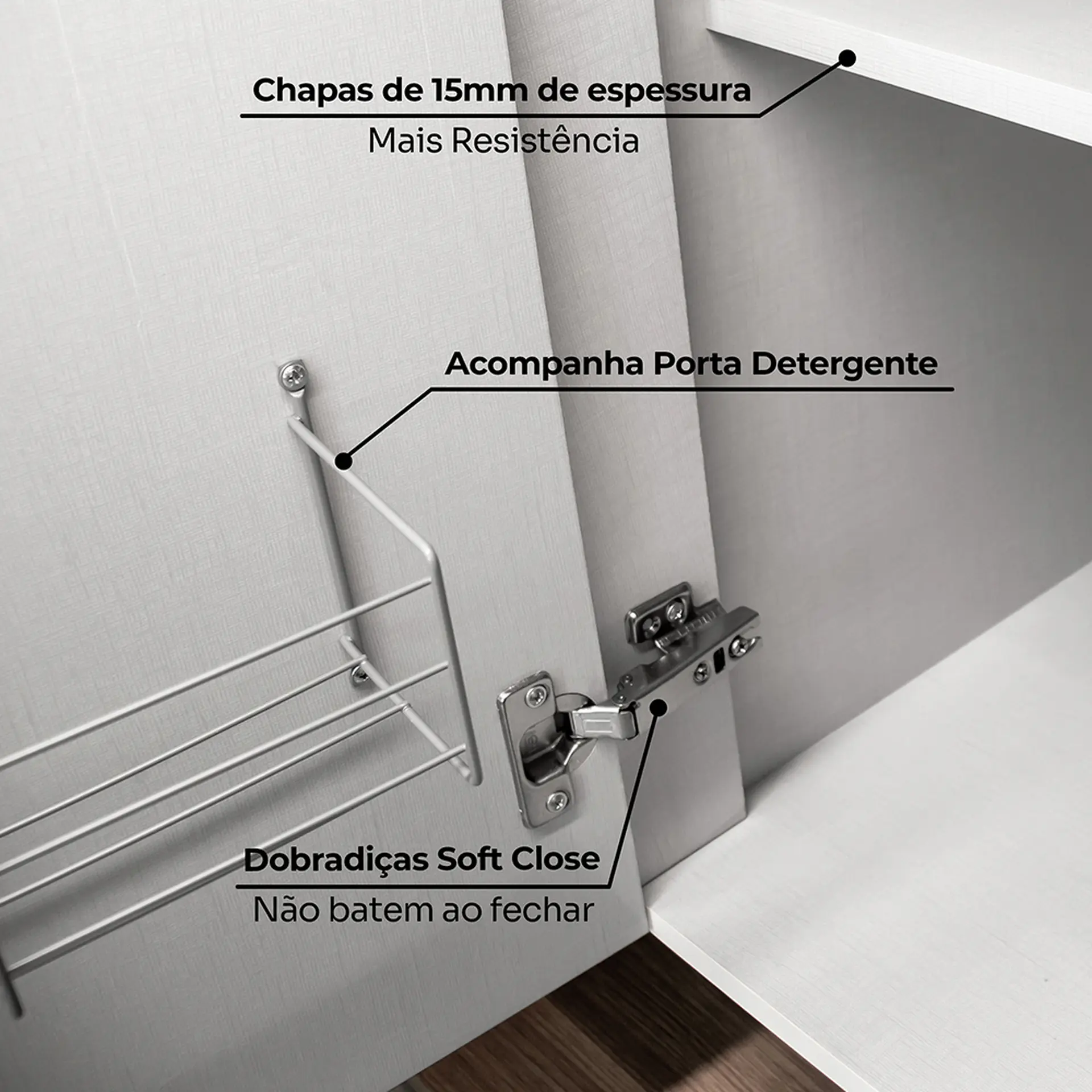 Cozinha Modulada 6 Peças 13 Portas 7 Gavetas Americana Henn - Cinza