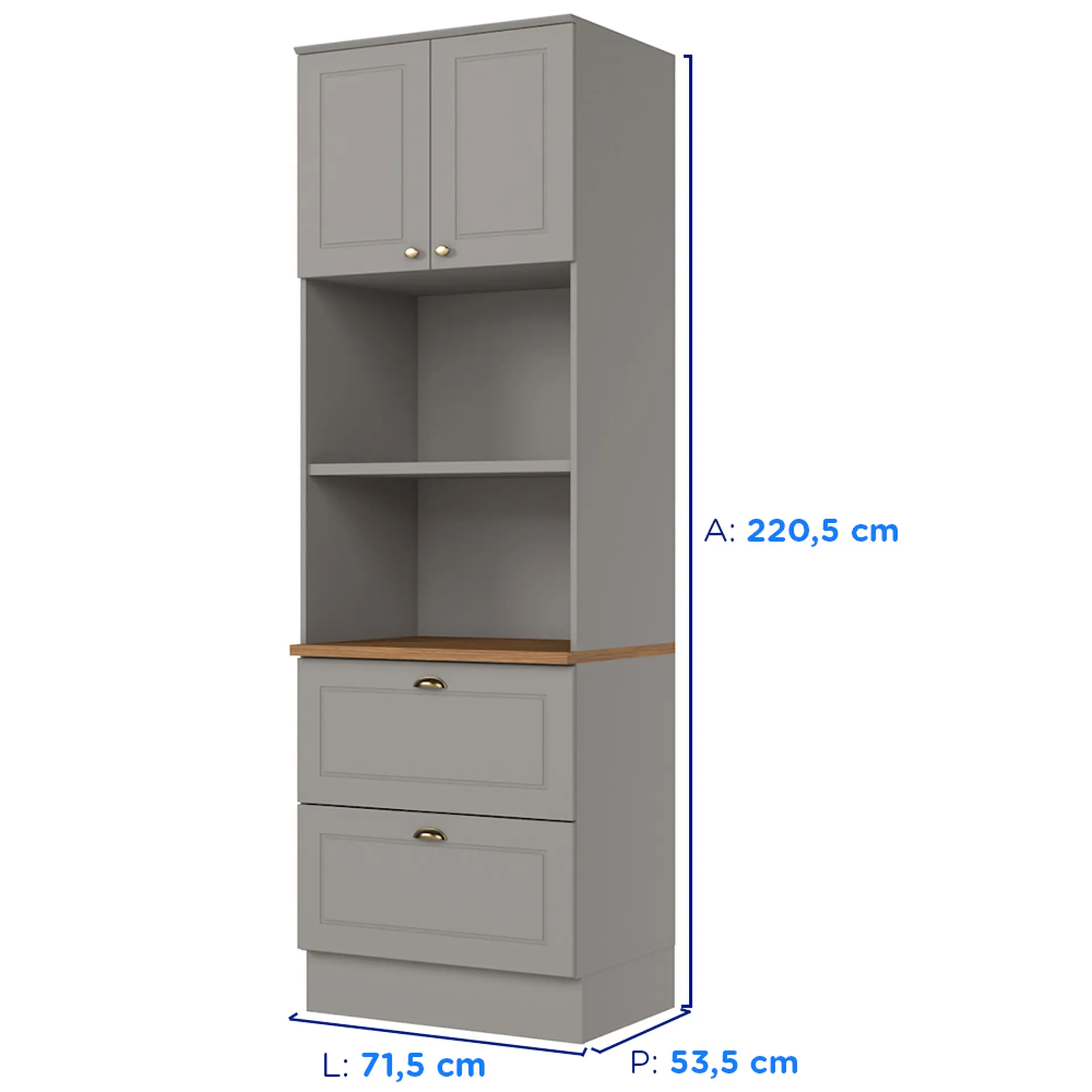 Cozinha Modulada 6 Peças 13 Portas 7 Gavetas Americana Henn - Cinza