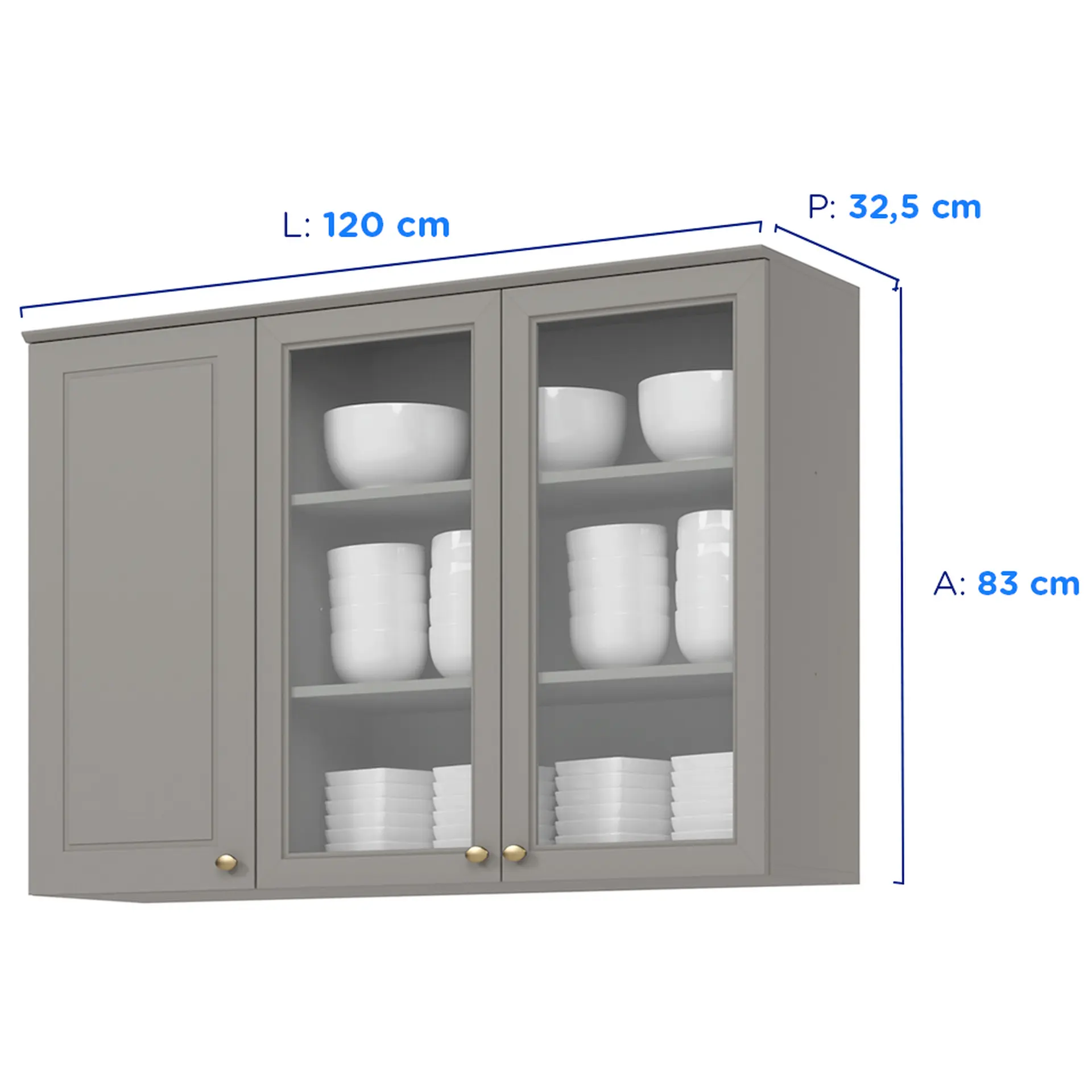Cozinha Modulada 6 Peças 13 Portas 7 Gavetas Americana Henn - Cinza