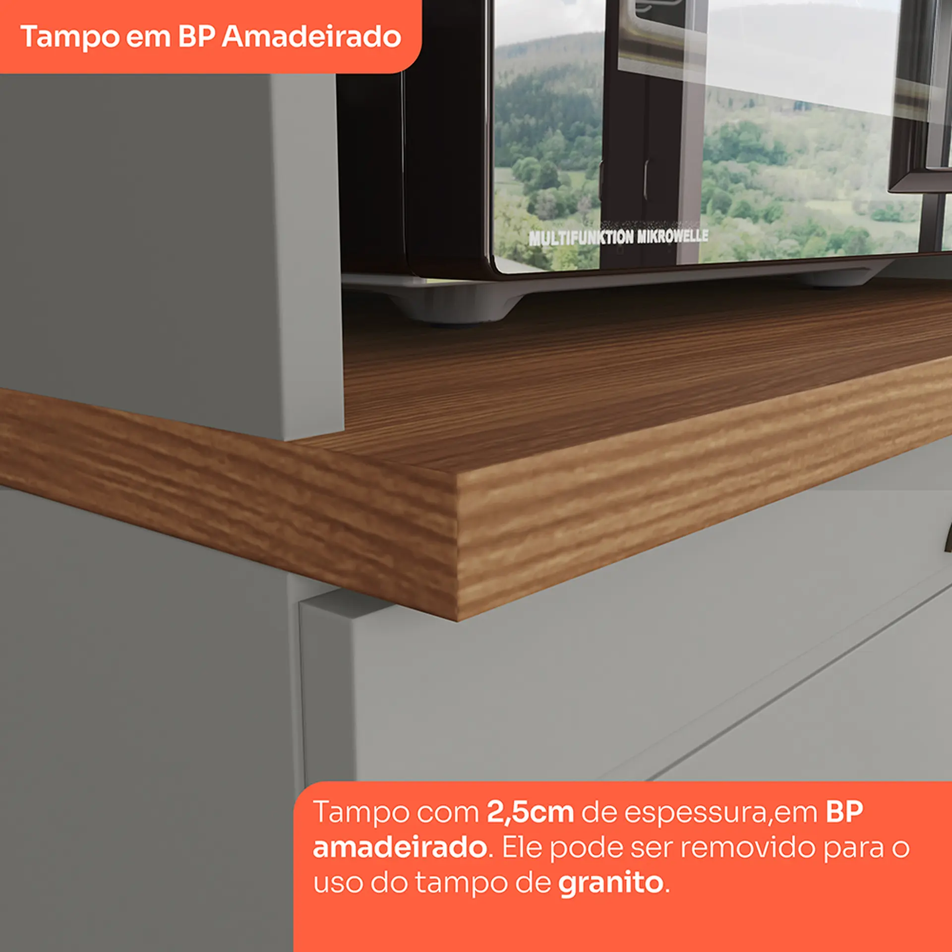 Cozinha Modulada 6 Peças 13 Portas 7 Gavetas Americana Henn - Cinza