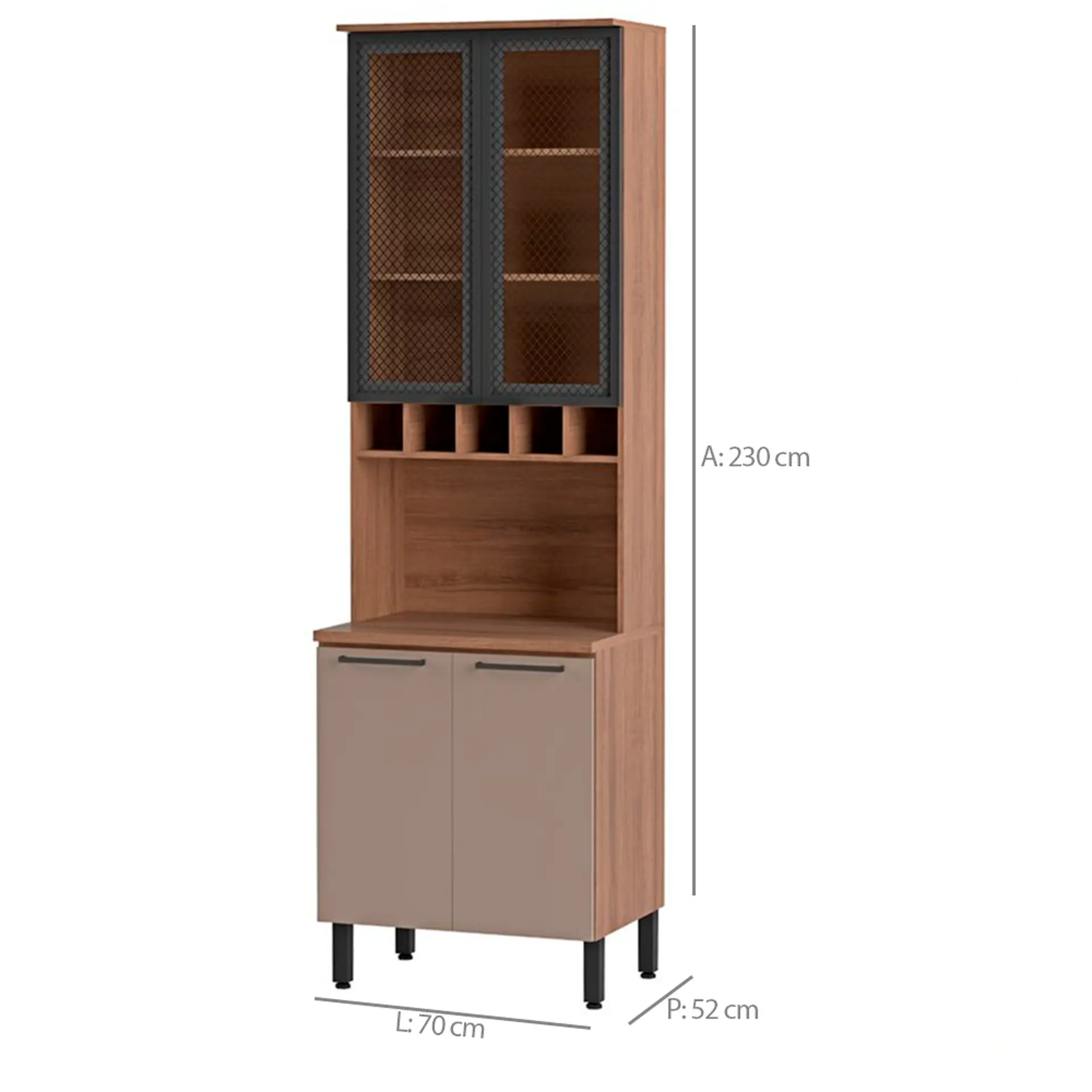 Cozinha Completa Modulada 5 Peças 12 Portas 3 Gavetas em MDP Caiena Telasul - Mel/Fume