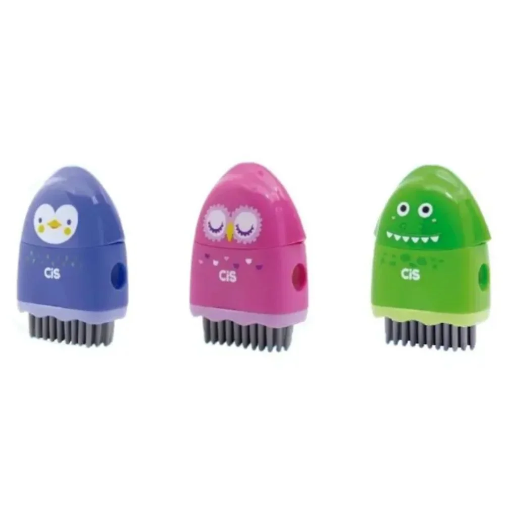 Apontador com Borracha CIS Criatic Com Escova Unidade Cores Sortidos