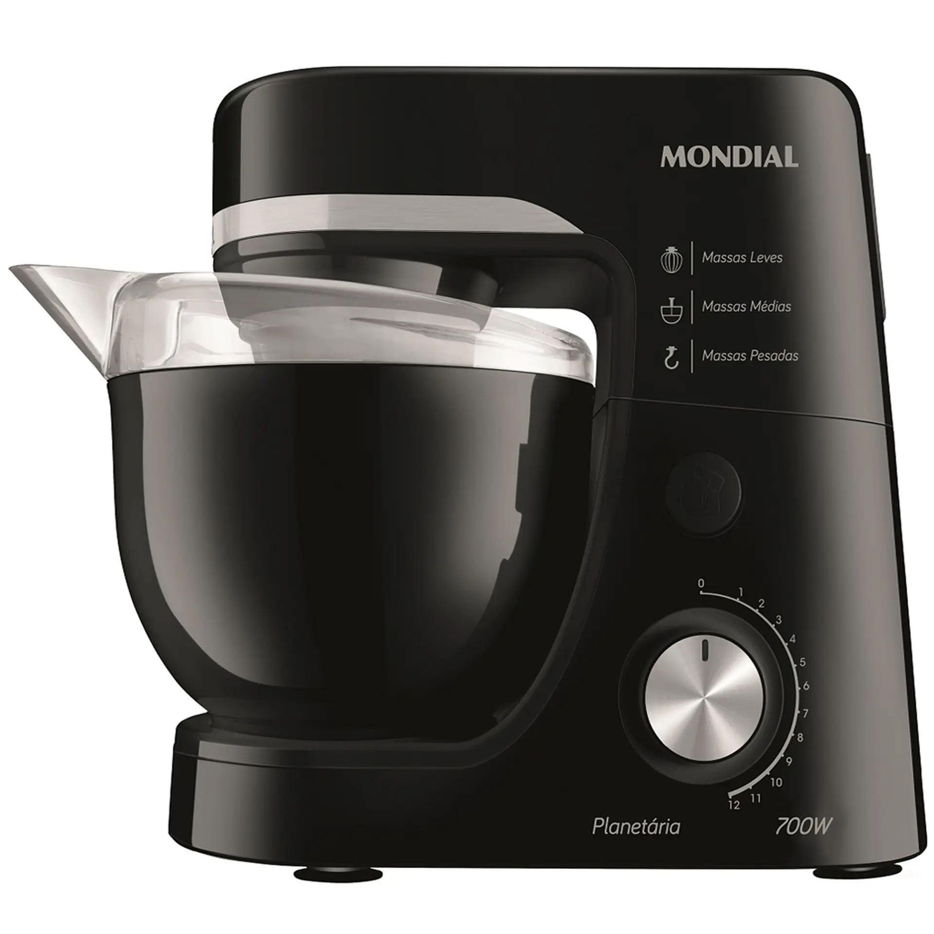 Batedeira Planetária Mondial BP03-B com 12 Velocidades 700W Tigela 4,5L - Preto - 220 Volts