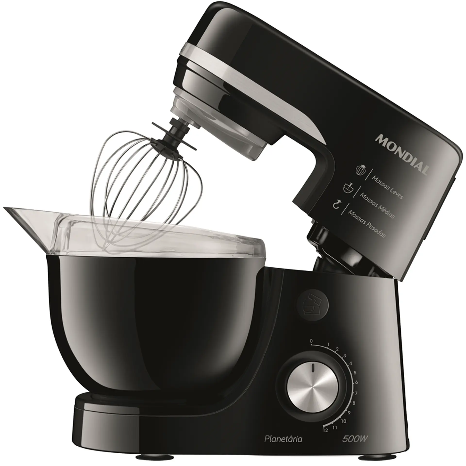 Batedeira Planetária Mondial BP03-B com 12 Velocidades 700W Tigela 4,5L - Preto - 220 Volts