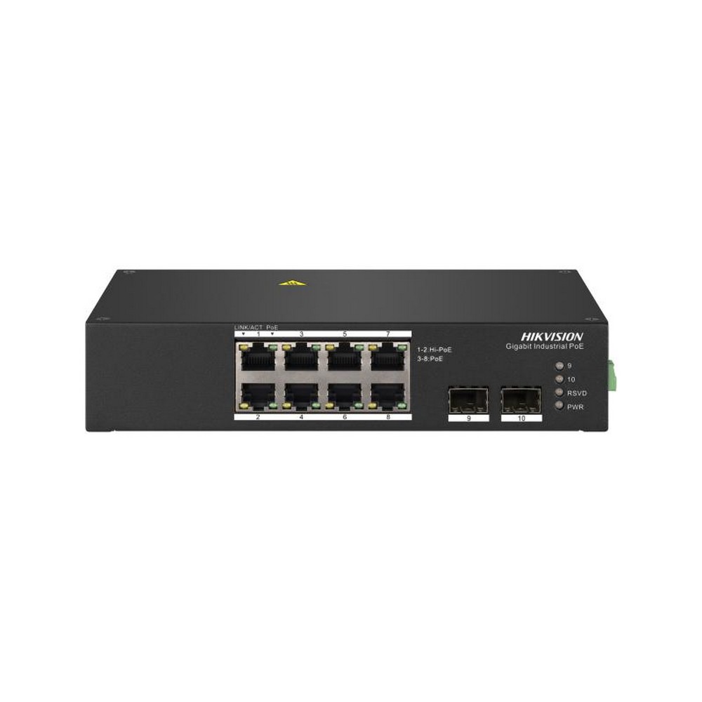 Switch Industrial PoE+ Hikvision DS3T0510HP 8 Portas GE 10/100/1000 2  Portas SFP Sem Fonte