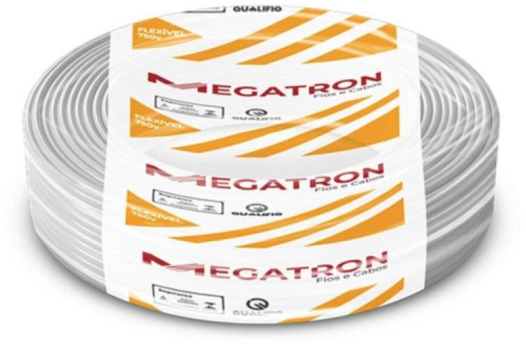 Cabo de Energia Flexível 750V 6mm Branco Megatron 7782 Rolo 100m
