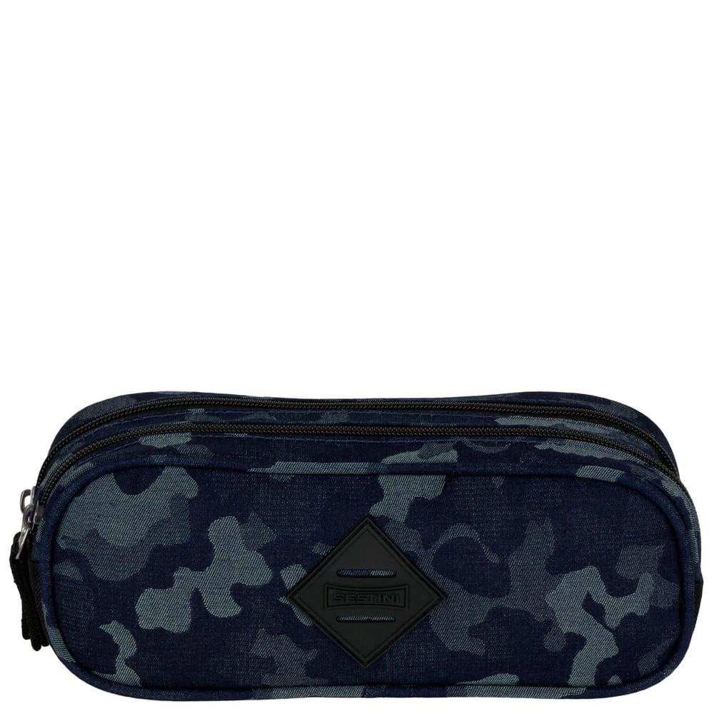 Estojo Escolar Sestini Jeans Camuflado 2 Divisórias