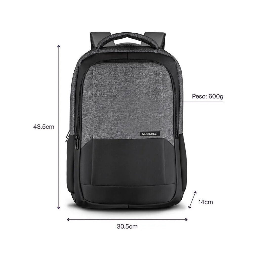 Mochila para Notebook 15,6 Polegadas Midtown Preto/Cinza Multi - BO443