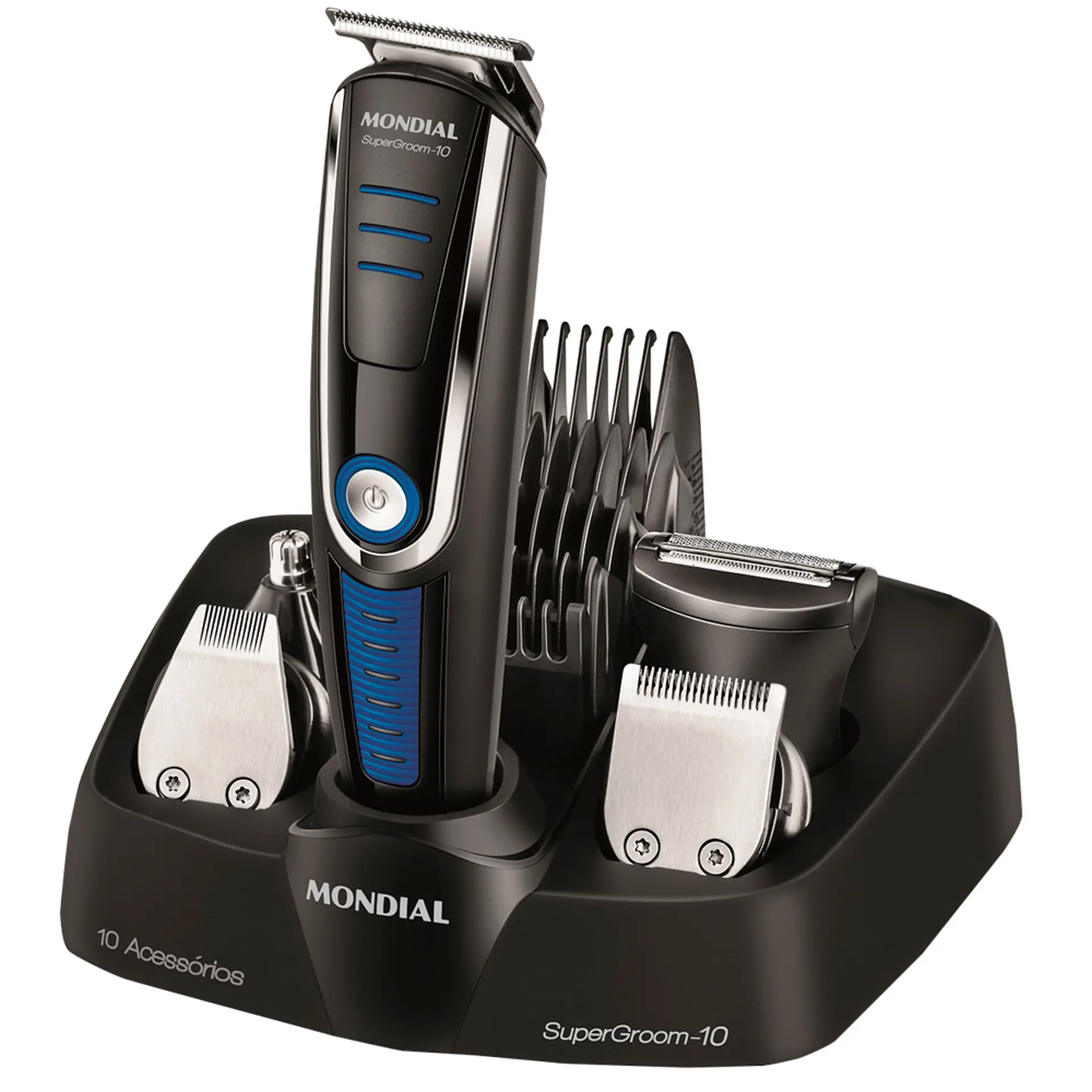 Aparador de Pelos Mondial Super Groom 10 BG-03 9 Pentes - Preto - Bivolt