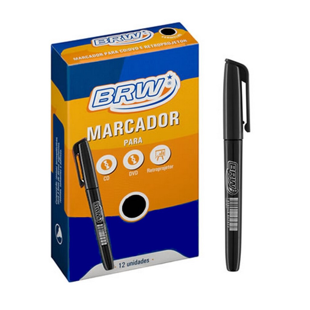 Caneta CD+DVD 1.0mm Preto - Brw - Caixa com 12 Unidades - CA5001