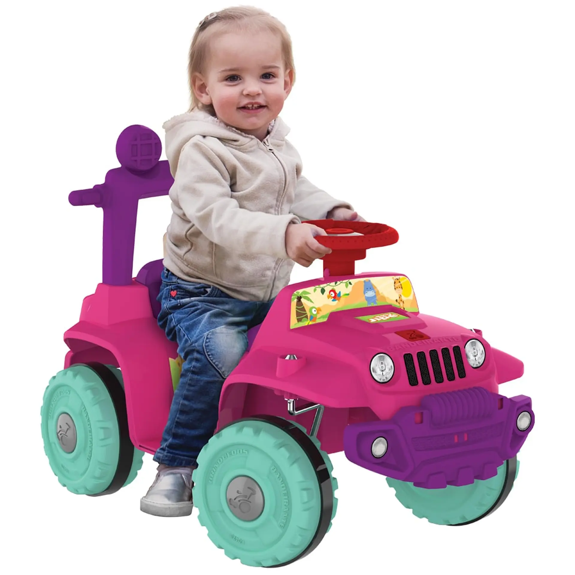 Carro de Passeio a Pedal Infantil com Função Andador Bandeirante Babyjipe - Rosa
