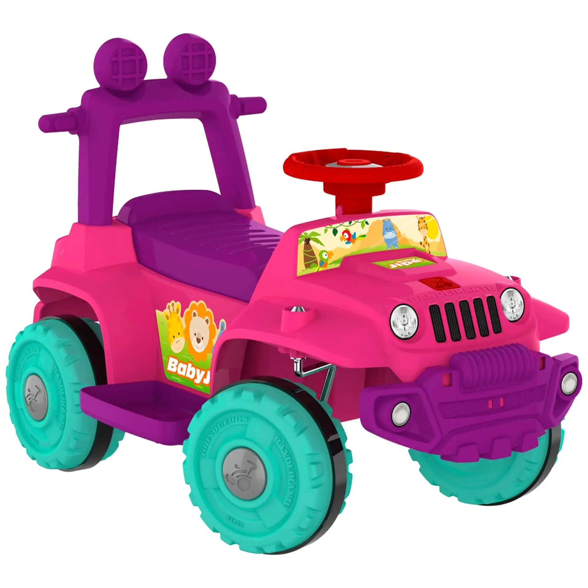 Carro de Passeio a Pedal Infantil com Função Andador Bandeirante Babyjipe - Rosa